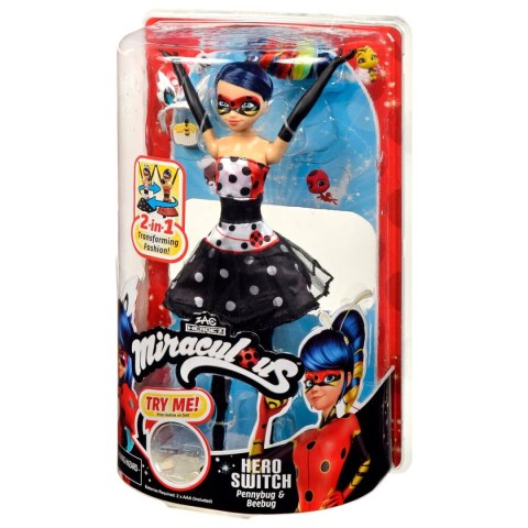 MIRACULOUS: BIEDRONKA I CZARNY KOT Switch Pennybug i Beebug, lalka