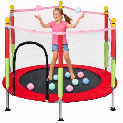 Trampolina ogrodowa dla dzieci siatka 140cm 55inch czerwona