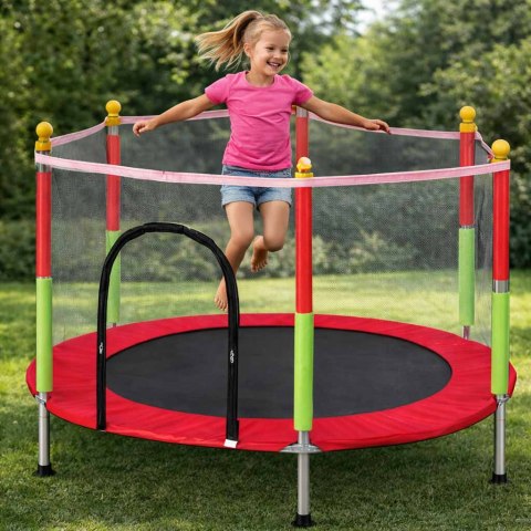 Trampolina ogrodowa dla dzieci siatka 140cm 55inch czerwona