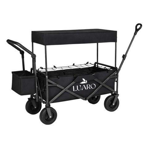 Wózek transportowy LUARO plażowy składany z daszkiem i siatką czarny