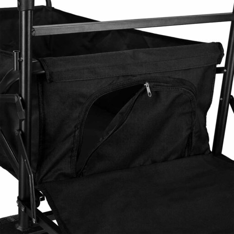 Wózek transportowy LUARO plażowy składany z daszkiem i siatką czarny