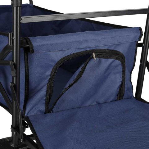 Wózek transportowy LUARO plażowy składany z daszkiem i siatką granatowy