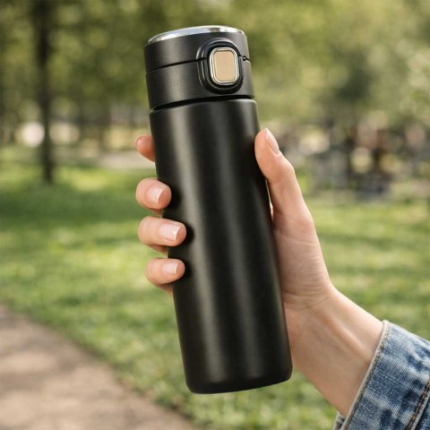 Kubek bidon termiczny z ustnikiem termos LED 420ml czarny