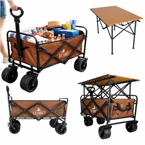 Wózek transportowy LUARO plażowy składany ze stolikiem 2w1