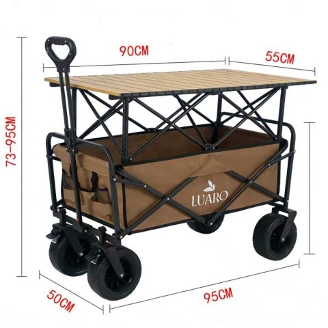 Wózek transportowy LUARO plażowy składany ze stolikiem 2w1