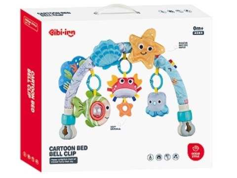 Pałąk Łuk Sensoryczny Z Zabawkami Grzechotki Do Łóżeczka Wózka Fotelika Zwierzęta Morskie