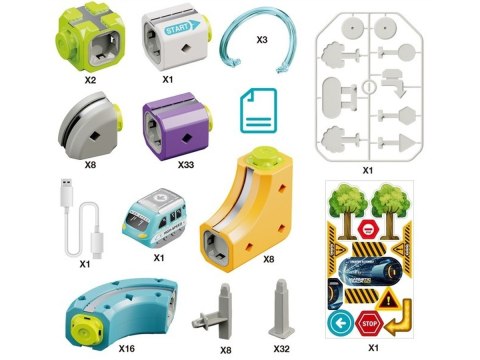 Tor Magnetyczny Zjazd samochodowy Kolejka Zjeżdżalnia Pociąg Klocki Konstrukcyjne 114 el.