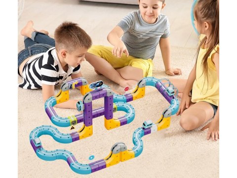 Tor Magnetyczny Zjazd samochodowy Kolejka Zjeżdżalnia Pociąg Klocki Konstrukcyjne 114 el.