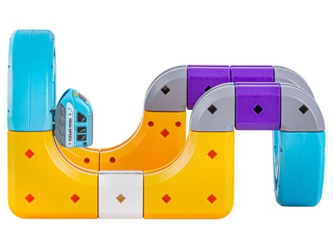 Tor Magnetyczny Zjazd samochodowy Kolejka Zjeżdżalnia Pociąg Klocki Konstrukcyjne 39 el.