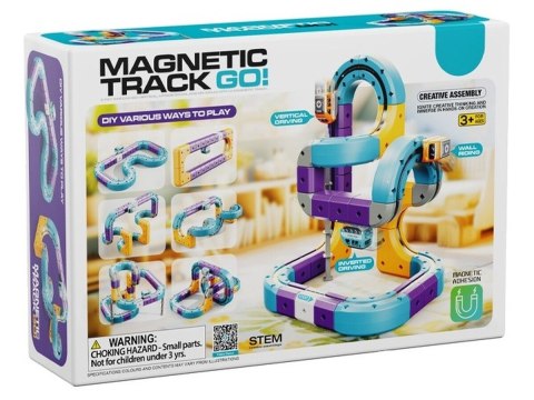 Tor Magnetyczny Zjazd samochodowy Kolejka Zjeżdżalnia Pociąg Klocki Konstrukcyjne 54 el.