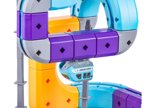 Tor Magnetyczny Zjazd samochodowy Kolejka Zjeżdżalnia Pociąg Klocki Konstrukcyjne 54 el.