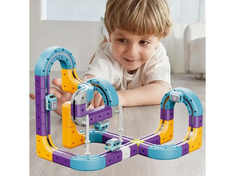 Tor Magnetyczny Zjazd samochodowy Kolejka Zjeżdżalnia Pociąg Klocki Konstrukcyjne 87 el.