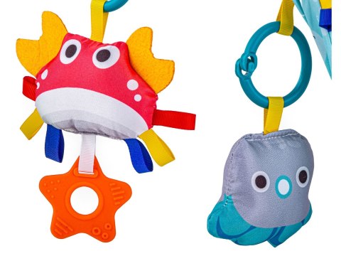 Pałąk Łuk Sensoryczny Z Zabawkami Grzechotki Do Łóżeczka Wózka Fotelika Zwierzęta Morskie