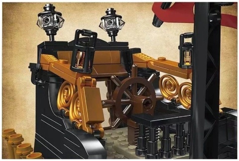 Statek piracki klocki 3139el. Mould King wielki żaglowiec okręt wojenny