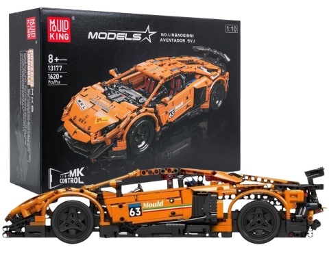 Klocki auto sportowe pomarańczowe zestaw 1620el. Mould King