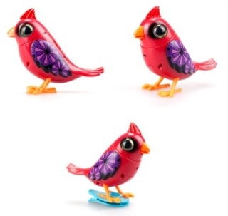 DigiBirds Interaktywny śpiewający ptaszek czerwony śpiewa i reaguje na głos
