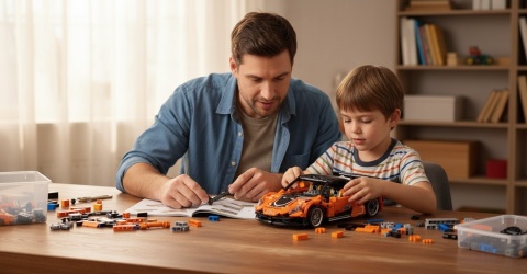Auto Sportowe RC z Klocków 491el Pomarańczowy Supersamochód klocki Jie Star