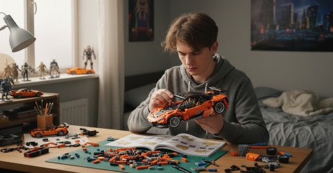 Auto Sportowe RC z Klocków 491el Pomarańczowy Supersamochód klocki Jie Star