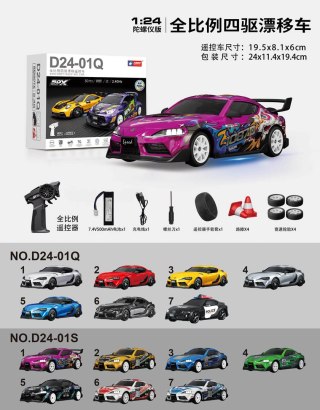 Auto R/C Do Drift WolfSlide 1:24 + Akcesoria Żółty