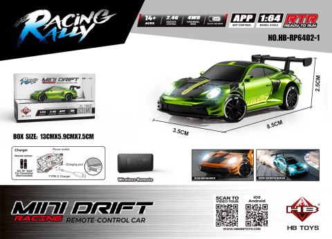 Auto R/C Do MINI Drift 1:64 SmokeRacer Zielony