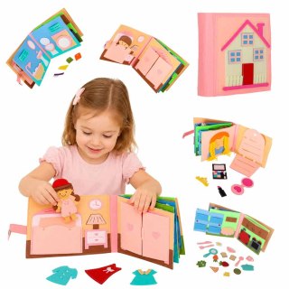 Książeczka sensoryczna edukacyjna filcowa 3D manipulacyjna ruchome elementy dom