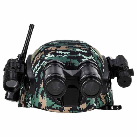 Zestaw żołnierza militarny hełm walkie talkie lornetka latarka
