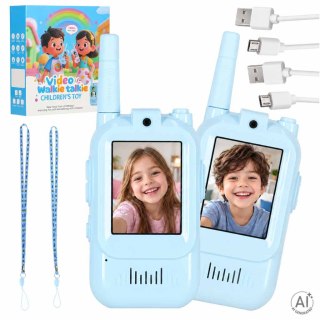 Walkie talkie krótkofalówki dla dzieci kamera funkcja wideo niebieskie