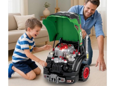 Zestaw Mechanika TRAKTOR Ciągnik Silnik Do Rozkręcania Warsztat Ciężarówka Efekt Światła Dźwięku Dymu
