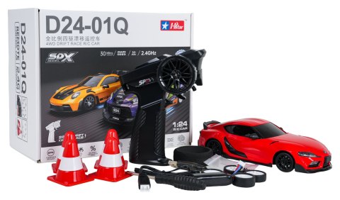 Auto R/C Do Drift WolfSlide 1:24 + Akcesoria Czerwony