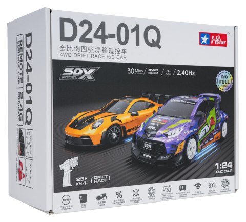 Auto R/C Do Drift WolfSlide 1:24 + Akcesoria Srebrny