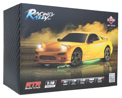 Auto R/C Do Driftu TurboSlide 1:18 z Podświetleniem Czerwone