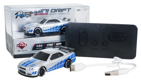 Auto R/C Do MINI Drift 1:64 SmokeRacer Srebrny