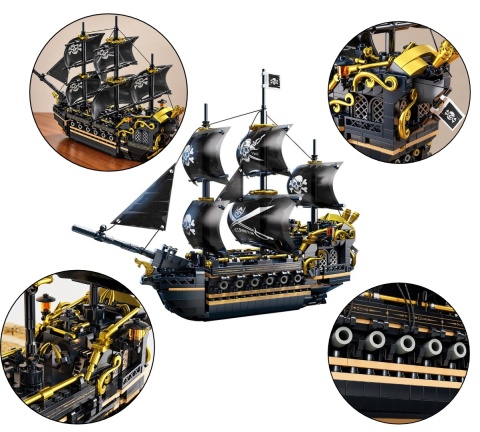 Statek piracki Black Flag z klocków konstrukcyjnych, 788 elementów