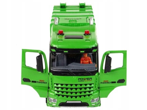 Śmieciarka Zdalnie Sterowana Zielona Pilot 2,4G Światła Dźwięk