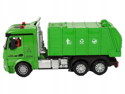Śmieciarka Zdalnie Sterowana Zielona Pilot 2,4G Światła Dźwięk