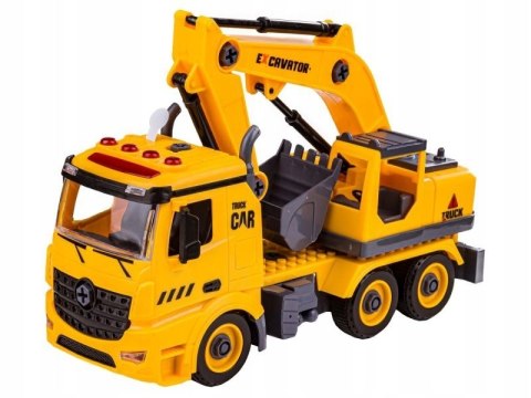 Ciężarówka 3w1, Samochód Ciężarowy Do Rozkręcania, Betoniarka, Koparka, Dźw