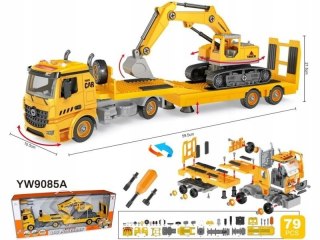 Ciężarówka, Koparka, Samochód, Laweta Do Rozkręcania, Transporter 79 Elemen
