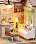Domek dla lalek drewniany salon meble diorama do złożenia