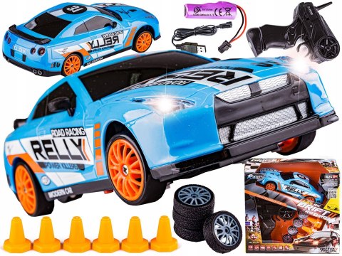 Samochód Do Driftu, Auto RC Drift 1:24 2,4 GHz 4WD NIEBIESKI