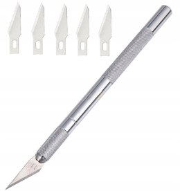 Nóż modelarski skalpel nożyk precyzyjny 6 ostrzy