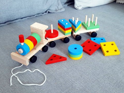 Sorter drewniany układanka zręcznościowa pociąg