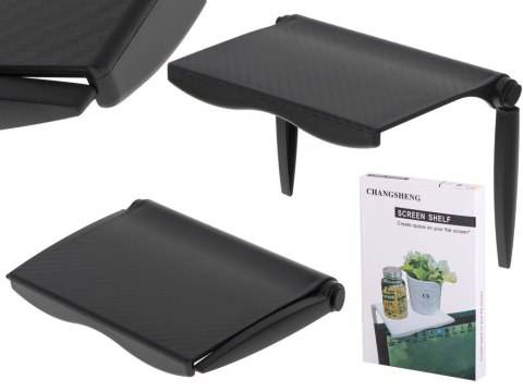 Półka na dekoder nakładana na monitor organizer uchwyt regulowany na ekran TV laptopa czarny 2kg