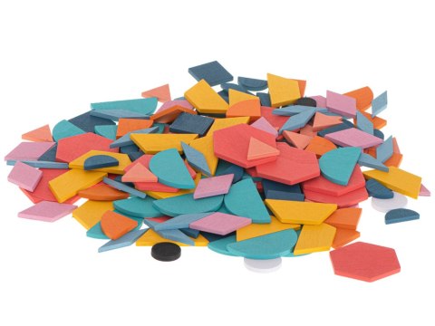 Puzzle drewniane układanka montessori kolorowa mozaika kształty 180 elementów
