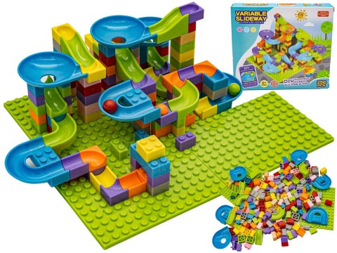 Tor Kulkowy Z Klockami 256 elementów, Kolorowe Klocki