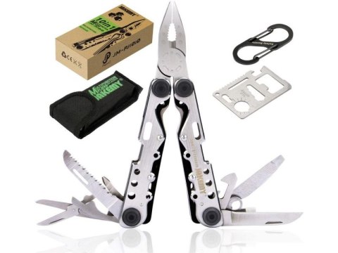 Multitool 10w1 - Kombinerki, Nóż, Piła, Karta Przeżycia Jakemy