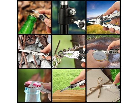 Multitool 10w1 - Kombinerki, Nóż, Piła, Karta Przeżycia Jakemy
