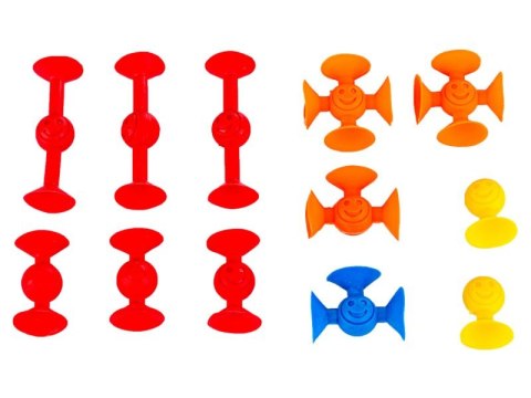 Klocki Konstrukcyjne, Kolorowe Przyssawki, Wesołe Buźki 12 Sztuk