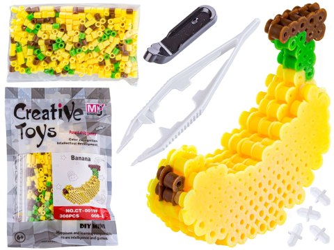 Koraliki do prasowania Wersja 3D, Szablon BANAN Owoce, Saszetka, Prasowanka