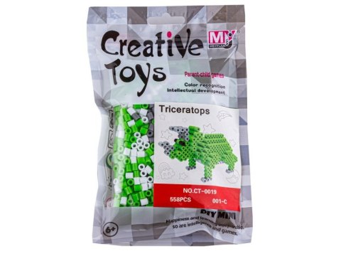 Koraliki do prasowania Wersja 3D, TRICERATOPS, DINOZAUR, Saszetka, Prasowanka