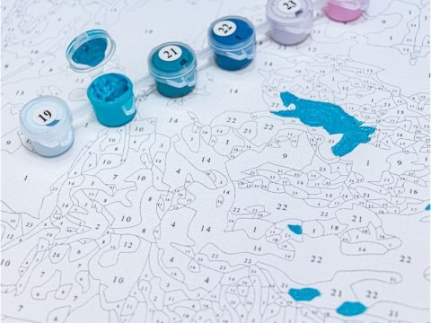 OBRAZ MALOWANIE PO NUMERACH RAMA 40x50cm JEZIORO ŁABĘDZIE